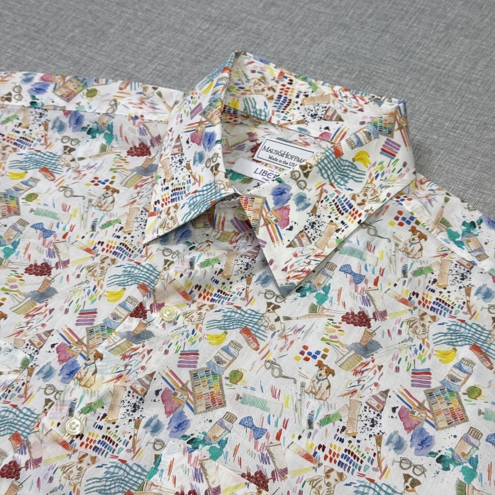 Maus & Hoffman Button-Up Shirt Mens XL Multicolor Liberty Print Cotton Made USA